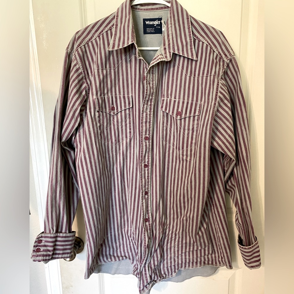 COPY - Wrangler purple and grey striped button down